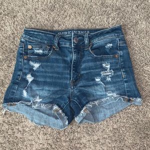 american eagle high rise jean shorts
